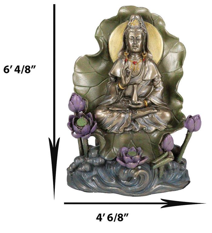 Bodhisattva Buddha Kuan Yin Seated On Lotus In Meditation Sculpture Statue