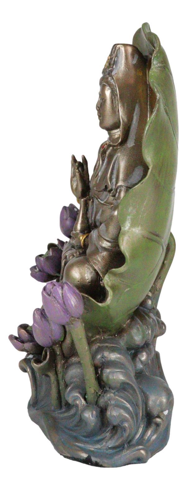 Bodhisattva Buddha Kuan Yin Seated On Lotus In Meditation Sculpture Statue