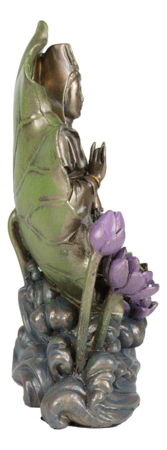 Bodhisattva Buddha Kuan Yin Seated On Lotus In Meditation Sculpture Statue