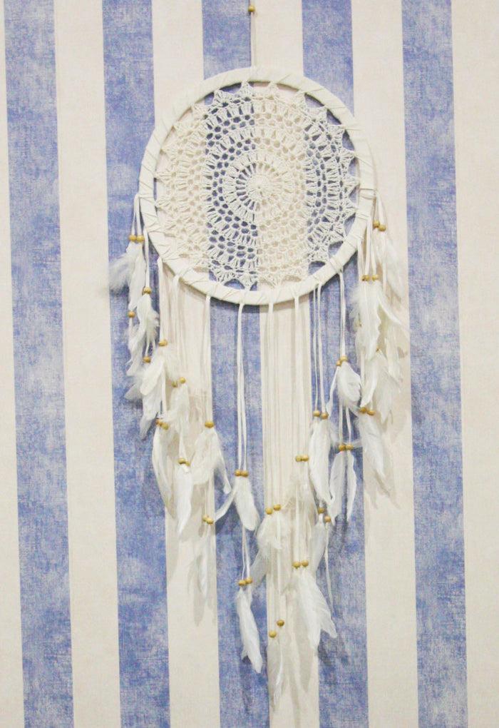 Bohemian Chic Hand Woven Macrame Dream Catcher Bedroom Feathers Boho Wall Decor