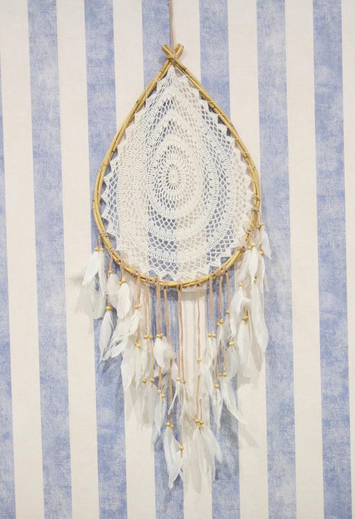 Bohemian Chic Hand Woven Rattan Macrame Dream Catcher Feathers Boho Wall Decor