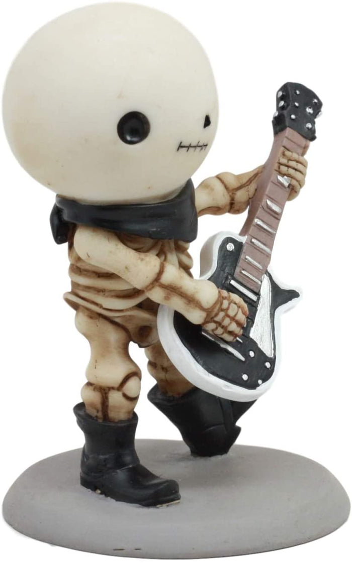 Bone Rockers Lucky Drummer Electric Bassist And Guitarist Skeleton Figurine Set