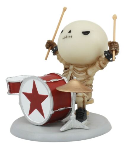 Bone Rockers Lucky Drummer Electric Bassist And Guitarist Skeleton Figurine Set