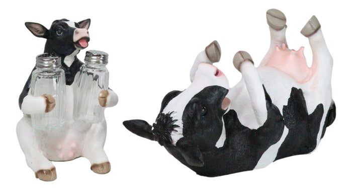 Bovine Brew And Moo Spice Wine Bottle And Salt Pepper Holder Set Decorative