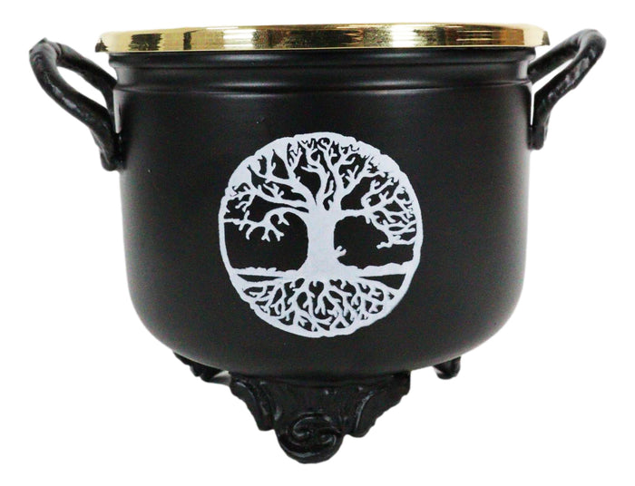 Brass Grated Tray Celtic Golden Tree Of Life Imprinted Cauldron Incense Burner
