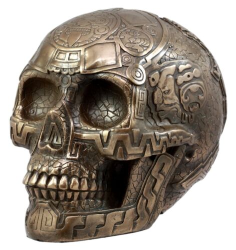Bronze Aztec Skull Nahuatl Codices Anthropology Figurine 8"L Collectible