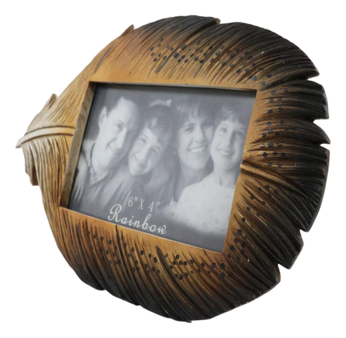 Brown Southwestern Native Indian Butterfly Spotted Feather Picture Frame 4"X6"