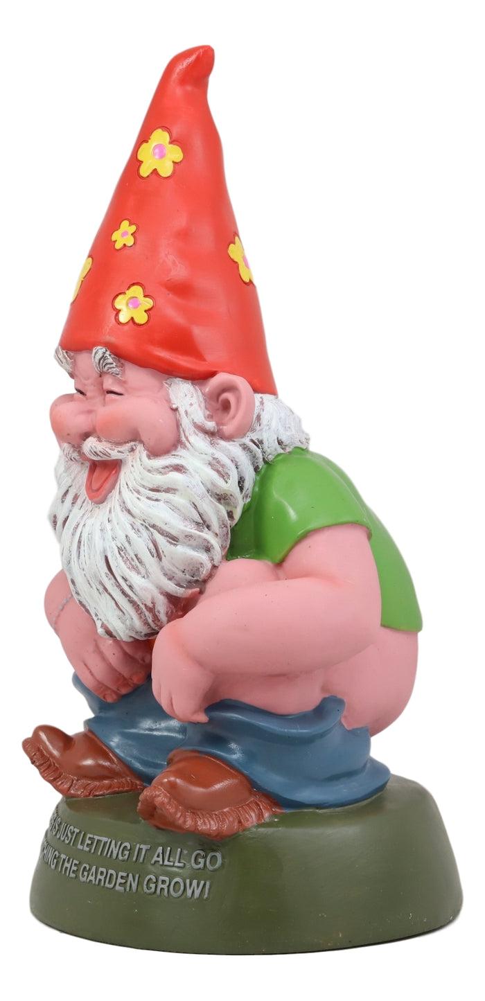 Butt Naked Defecating Fertilizers Organically Pooping Hippie Gnome Statue 12"H