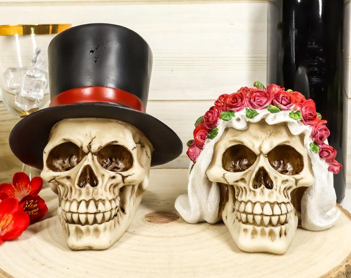 Calaveras De Boda Love Never Dies Wedding Bride And Groom Skulls Figurine Set