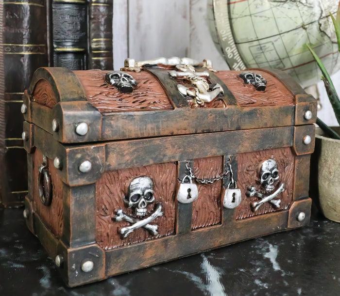 Caribbean Pirate Skull With Crossed Bones Ship Anchor Davy Jones Decorative Box