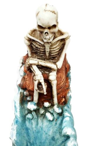 Cast Away Skeleton Stranded On Island Fishing For Fish Incense Burner Holder