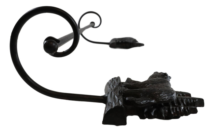 Cast Iron 24"L Rustic Forest Black Bear By Pine Trees Wall Bath Towel Bar Rack