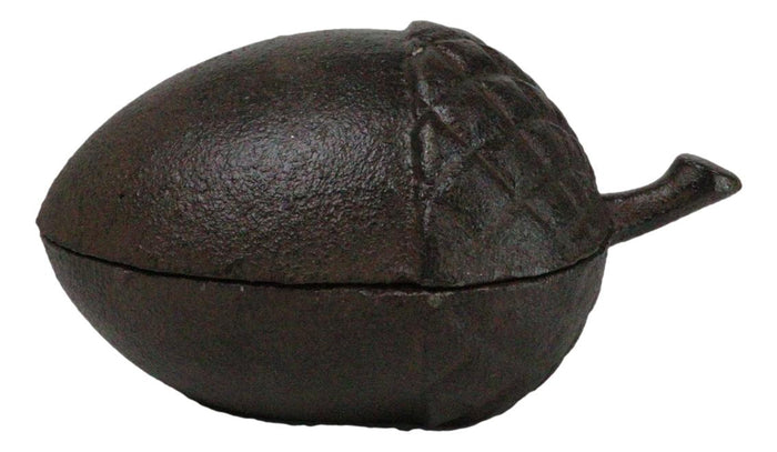 Cast Iron Cottage Western Autumn Acorn Nut Decorative Jewelry Trinket Key Box