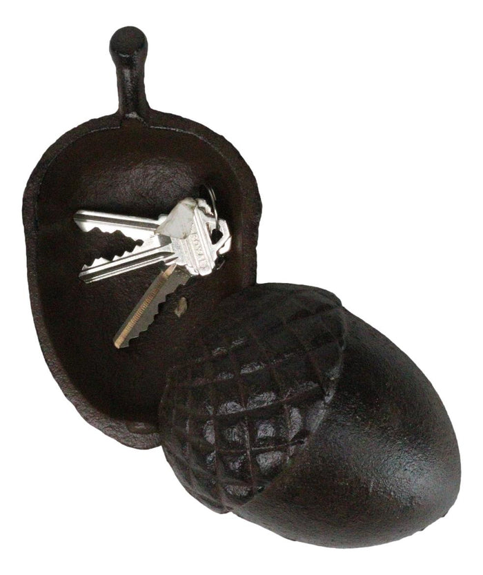 Cast Iron Cottage Western Autumn Acorn Nut Decorative Jewelry Trinket Key Box