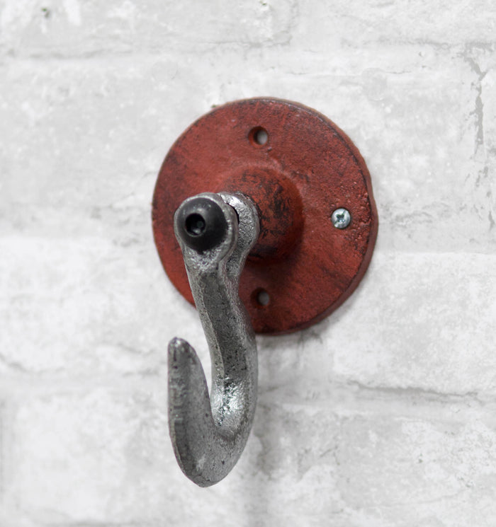 Cast Iron Decorative Tow Style Farmhouse Red Swivel Coat Hat Hook Wall Hanger