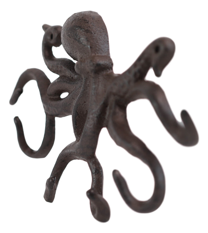 Cast Iron Nautical Cthulhu Deep Sea Kraken Octopus Tentacles 6 Pegs Wall Hook