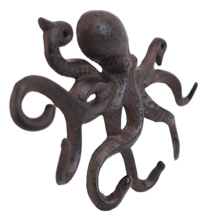 Cast Iron Nautical Cthulhu Deep Sea Kraken Octopus Tentacles 6 Pegs Wall Hook