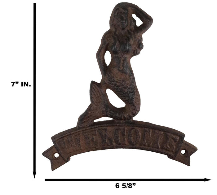 Cast Iron Nautical Ocean Mermaid Welcome Sign Abstract Wall Door Plaque Decor