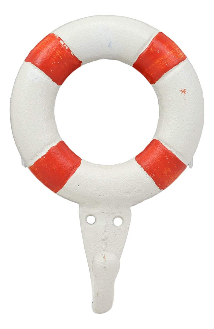 Cast Iron Nautical Sea Coastal Sailor Lifeguard Life Ring Buoy Wall Hook Accent
