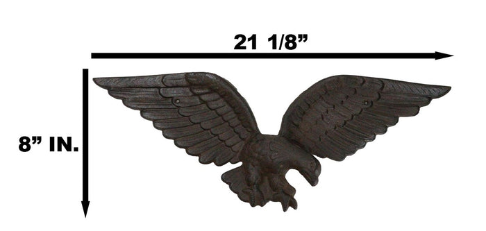 Cast Iron Patriotic American Bald Eagle With Open Wings Wall Decor Plaque 21"L