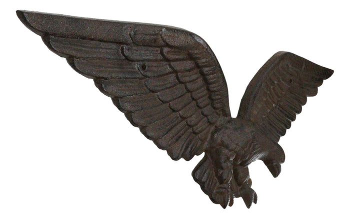 Cast Iron Patriotic American Bald Eagle With Open Wings Wall Decor Plaque 21"L