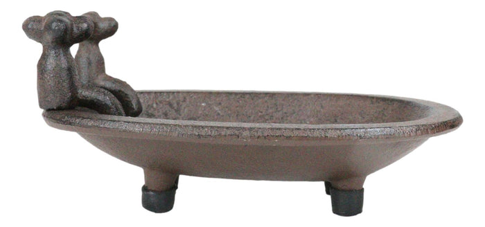 Cast Iron Rustic Bronze Bathtub With 2 Spouts Miniature Replica Dish Tray 6"L