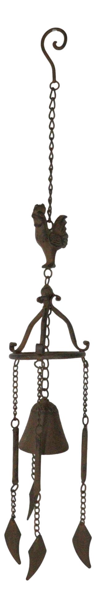 Cast Iron Rustic Chicken Rooster Hanging Garden Patio Bell Wind Chime Decor