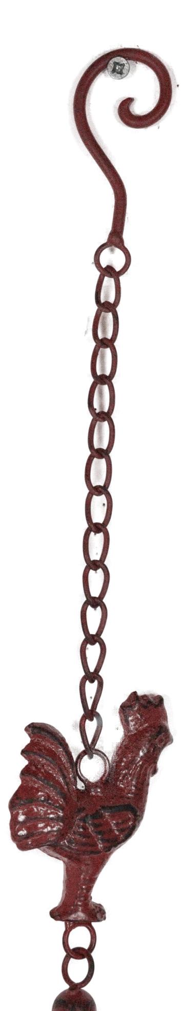 Cast Iron Rustic Red Chicken Rooster Hanging Garden Patio Bell Wind Chime Decor
