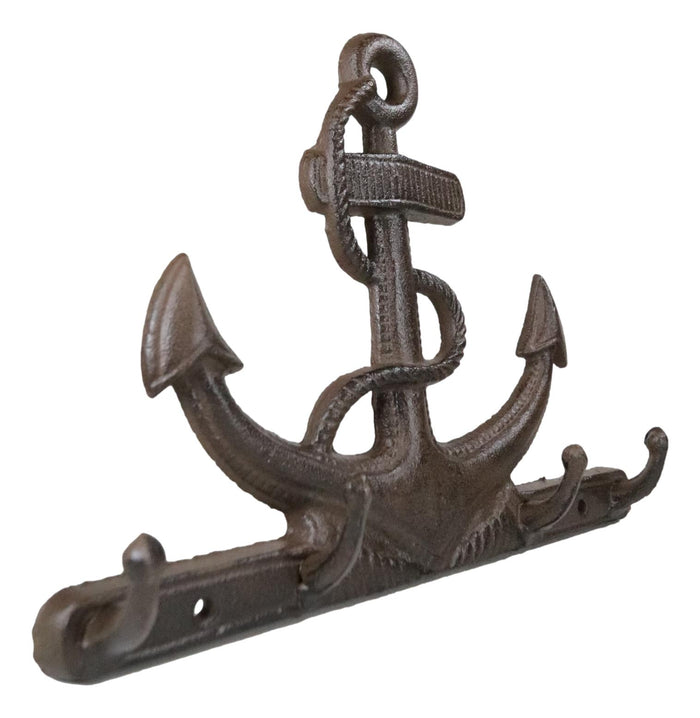 Cast Iron Rustic Sailor Nautical Sea Ship Anchor 4 Pegs Quadruple Wall Hook