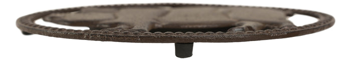Cast Iron Rustic Swine Bacon Pig Cutout With Raised Studs Border Metal Trivet