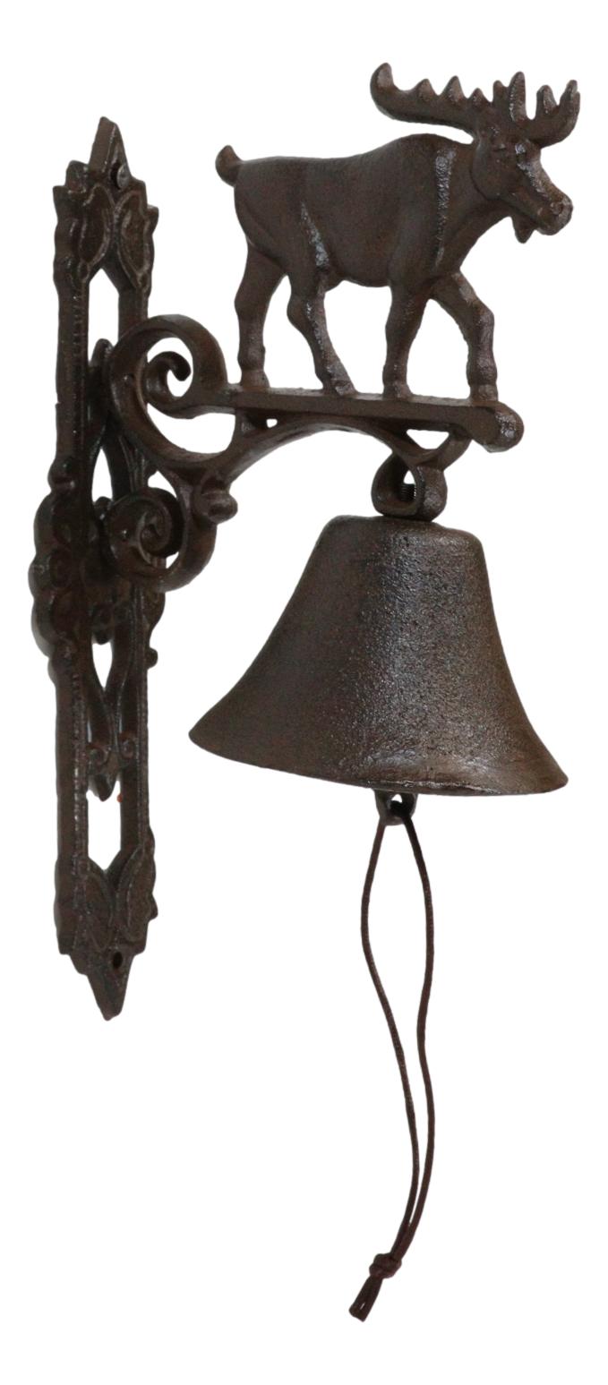 Cast Iron Rustic Vintage Western Grand Elk Moose Wall Dinner Yard Bell Decor