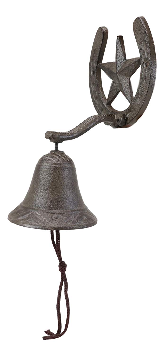 Cast Iron Rustic Vintage Western Star Horseshoe Door Wall Dinner Yard Bell Decor