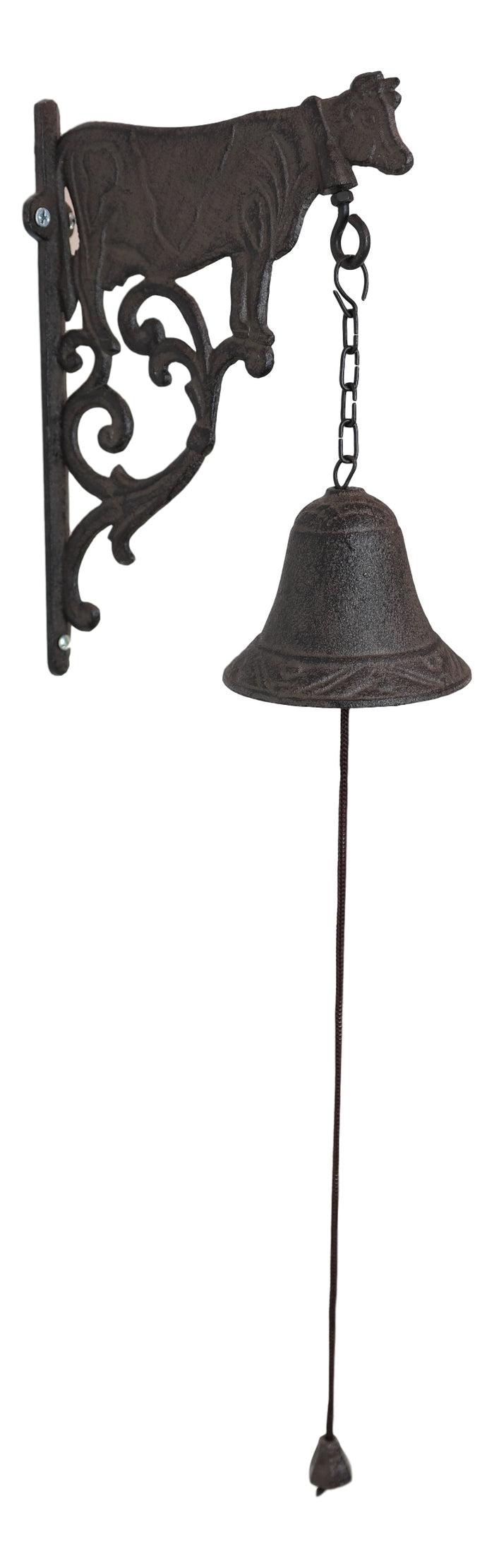 Cast Iron Rustic Western Farmhouse Holstein Cow Door Wall Dinner Yard Bell Decor