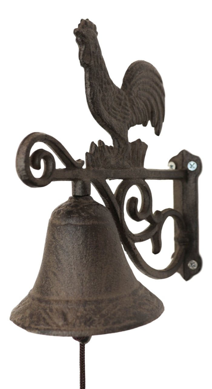 Cast Iron Rustic Western Farmhouse Rooster Chicken Door Wall Dinner Yard Bell
