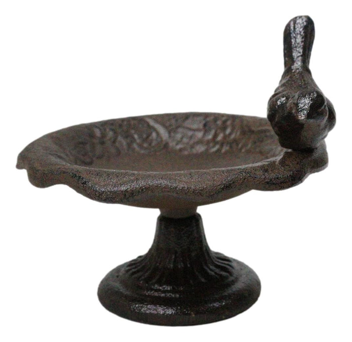 Cast Iron Rustic Whimsical Bird On Fountain Bird Feeder Bath Small Sculpture