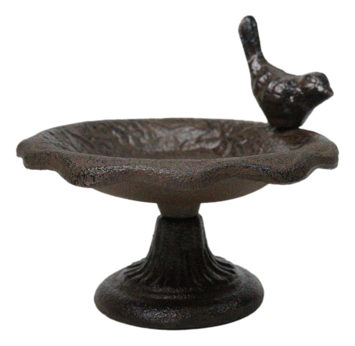 Cast Iron Rustic Whimsical Bird On Fountain Bird Feeder Bath Small Sculpture