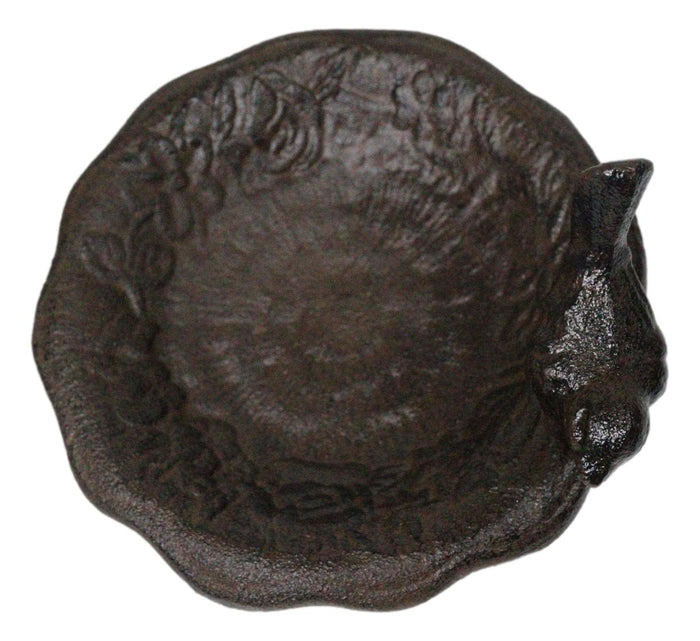 Cast Iron Rustic Whimsical Bird On Fountain Bird Feeder Bath Small Sculpture