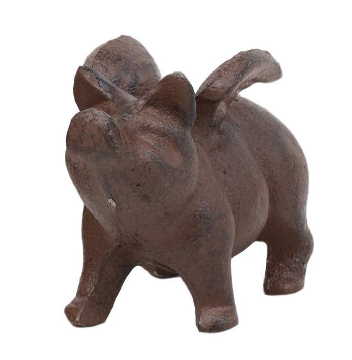 Cast Iron Small Whimsical Flying Pig Angel Hog Statue Paperweight Decor Set Of 2