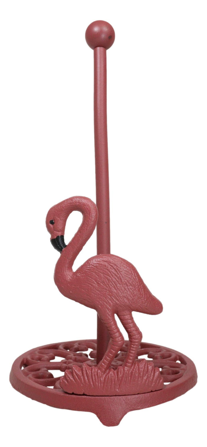 Cast Iron Tropical Birds Of Paradise Pink Flamingo Kitchen Paper Towel Holder