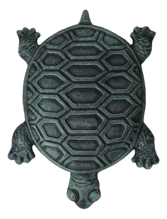 Cast Iron Verdigris Marine Sea Turtle Patterned Shell Garden Stepping Stones
