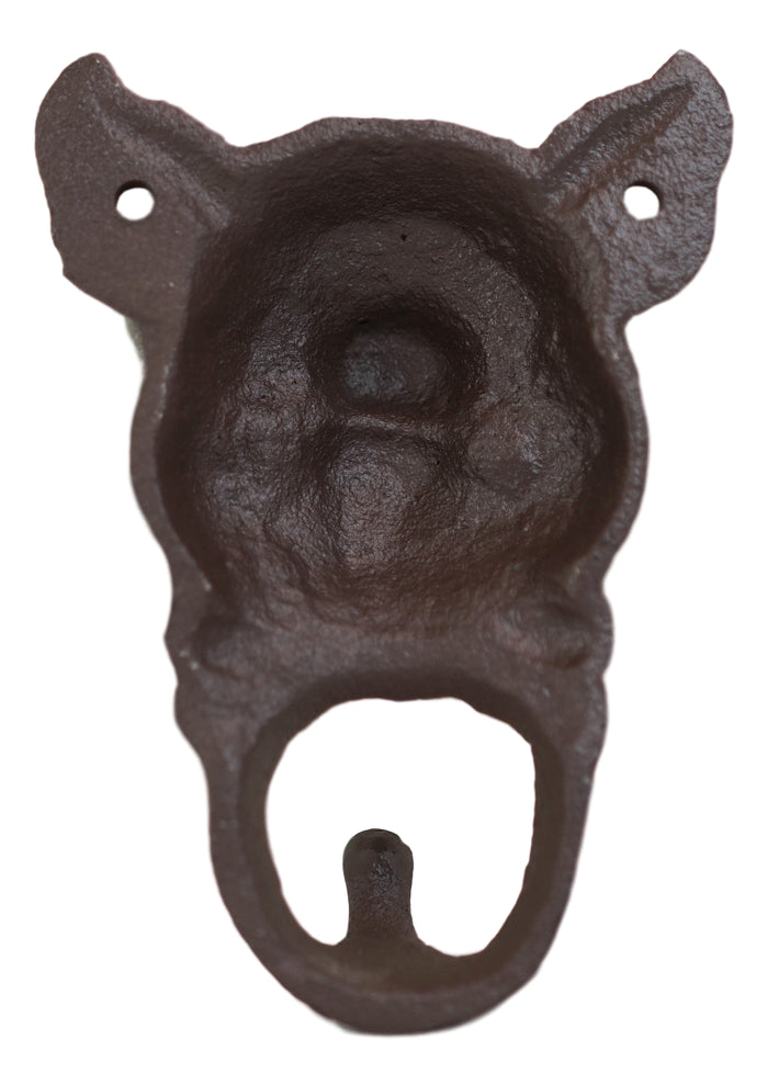 Cast Iron Vintage Farmhouse Rustic Butler Pig Head With Bowtie Wall Coat Hook