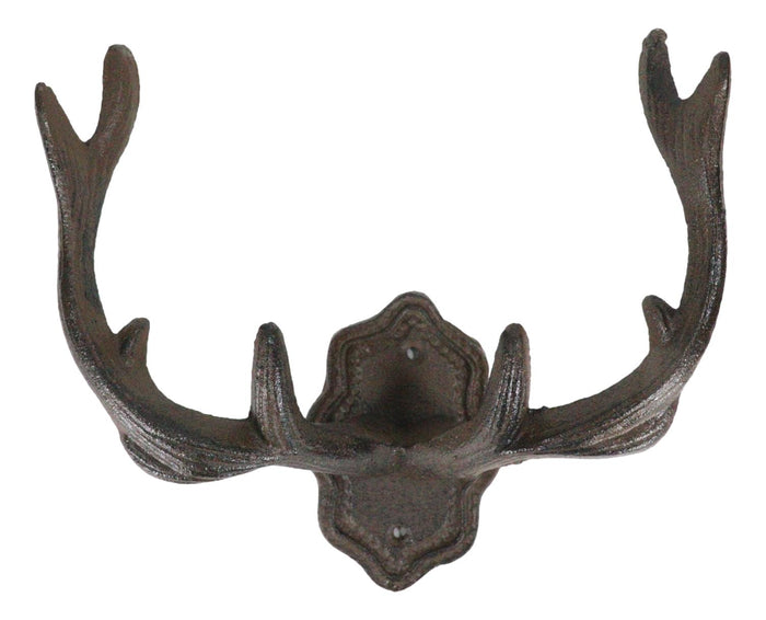 Cast Iron Vintage Western Rustic Stag Deer Crown Antlers Wall Coat Keys Hooks