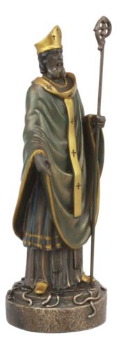 Catholic Irish Saint Patrick Holding Staff Statue 7.5"Tall Apostle Of Ireland