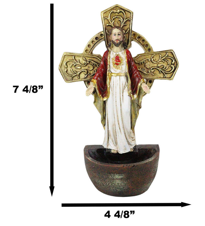 Catholic Sacred Heart Of Jesus Holy Water Font Religious Sacrament Wall Decor