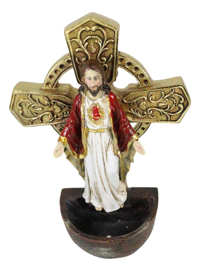 Catholic Sacred Heart Of Jesus Holy Water Font Religious Sacrament Wall Decor