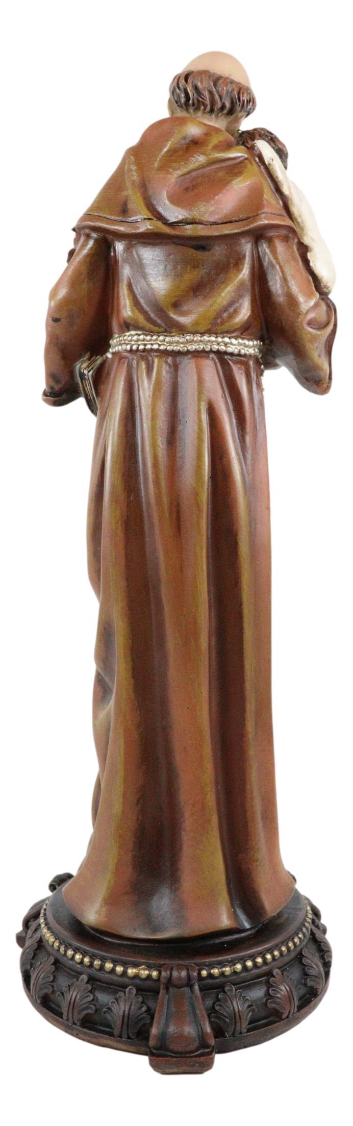 Catholic Saint Anthony Of Padua Carrying Baby Jesus Lilies Scriptures Figurine