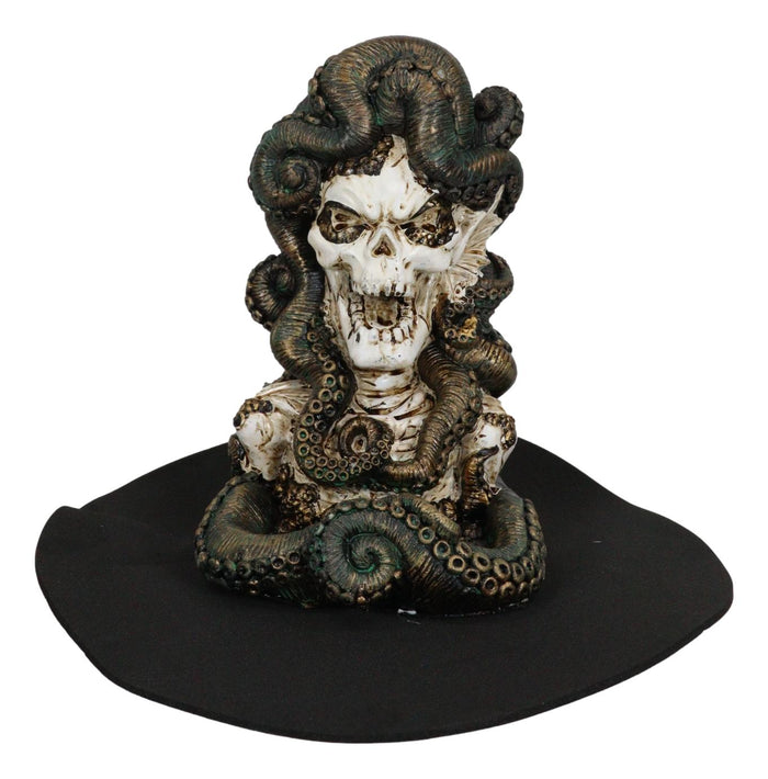 Cecelia Octopus Sea Witch Skull Bust Backflow Incense Cone Burner Figurine