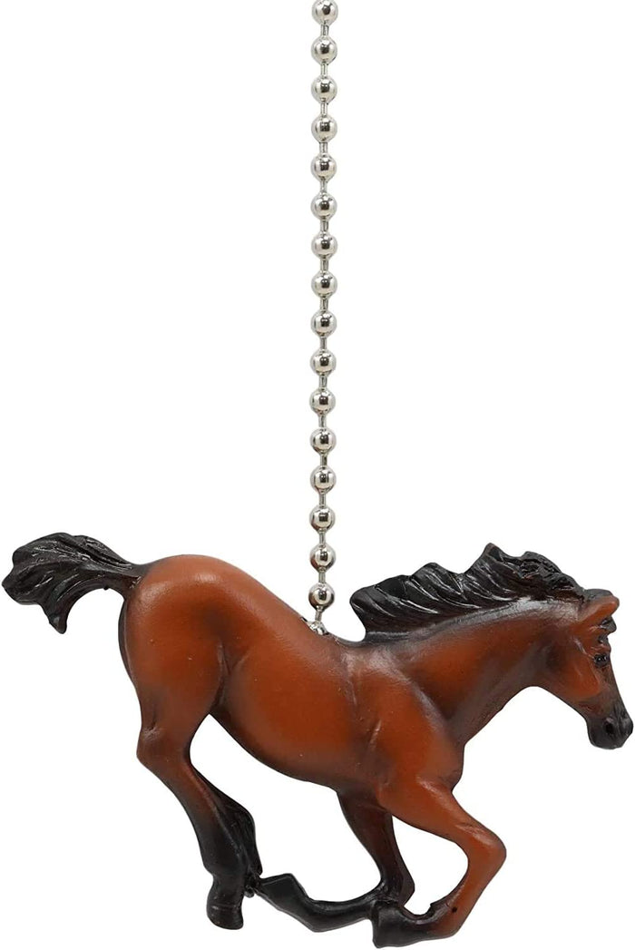 Ceiling Fan Metal Pull Chain With Galloping Horse Knob Handle 3.25"(Set Of 3)