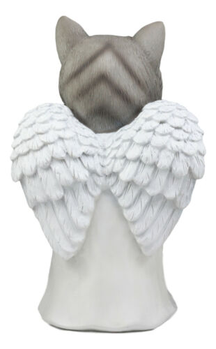 Celestial Angel Grey Cat In White Tunic Robe Pet Memorial Figurine Inspirational