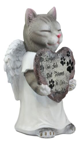 Celestial Angel Grey Cat In White Tunic Robe Pet Memorial Figurine Inspirational